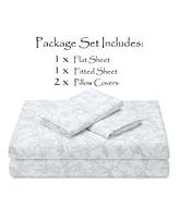 Chanasya Premium Leopard Print Animal Patterned King Bed Sheet Set 4-Piece - 1 Flat Fitted 2 Pillowcases