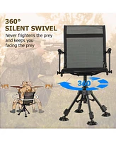Folding Swivel Patio Chair with 4 Adjustable Leg-Black