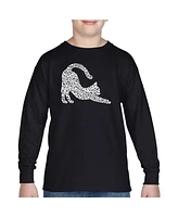 La Pop Art Boys Stretching Cat Word Long Sleeve T-Shirt