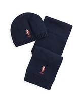 Polo Ralph Lauren Big Boys Polo Bear Cotton-Blend Hat and Scarf, 2-Piece Set