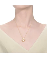 Genevive Sterling Silver 14k Gold Plated with Genuine Freshwater Round Pearl Pendant Necklace