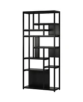 Tribesigns 8-Tier Tall Etagere Bookshelf, 70.9'' Black Bookcase with 12