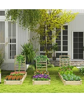 Skonyon Raised Garden Bed with Planter Box and Trellis-Natural