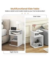 Inolait S-Shaped Side Table with Unique S-shaped Frame and 2 Open Compartments