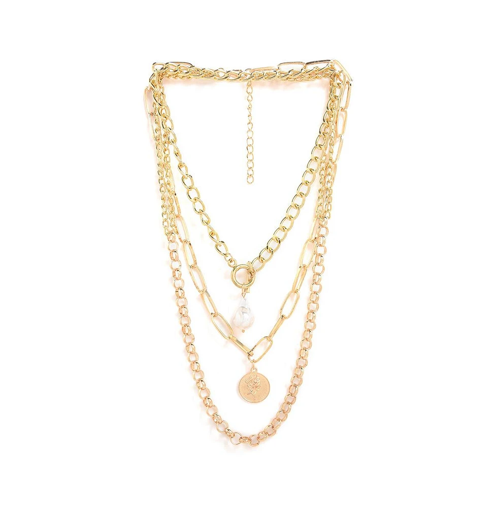 Sohi Women's Coin Layered Necklace