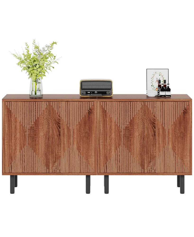 Tribesigns Sideboard Storage Cabinet, Wooden Buffet Floor Cabinet with Doors, Accent for Living Room