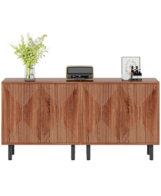 Tribesigns Sideboard Storage Cabinet, Wooden Buffet Floor Cabinet with Doors, Accent for Living Room