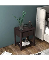 Sugift Nightstand with Drawer and Storage Shelf for Bedroom