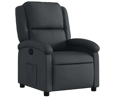 Recliner Chair Black Real Leather