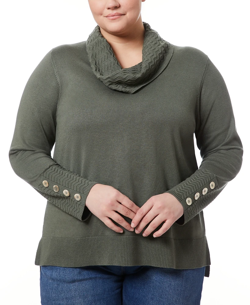 Melissa Paige Plus Size Ribbed-Hem Cowl-Neck Sweater