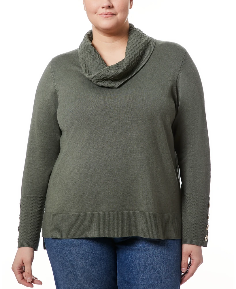 Melissa Paige Plus Ribbed-Hem Cowl-Neck Sweater