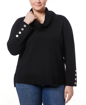 Melissa Paige Plus Size Ribbed-Hem Cowl-Neck Sweater