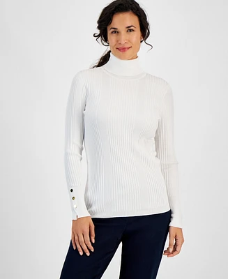 Jm Collection Women's Ribbed Turtleneck Sweater, Created for Macy's
