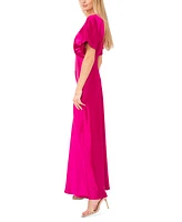 CeCe Women's Satin Dolman-Sleeve Empire-Waist Maxi Dress