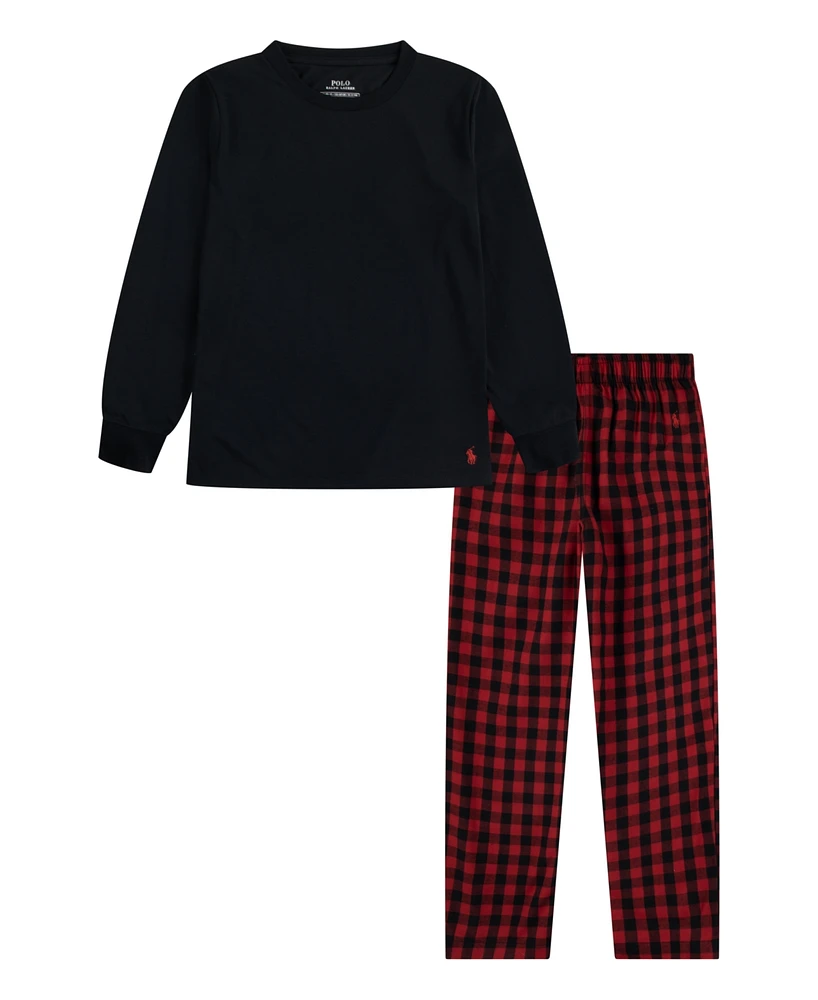 Polo Ralph Lauren Little Boys Long Sleeve Tee and Woven Pant, 2-Piece Pajama Set