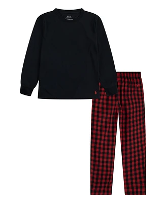 Polo Ralph Lauren Little Boys Long Sleeve Tee and Woven Pant, 2-Piece Pajama Set