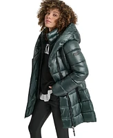 Dkny Women's Bibbed Shawl-Collar Packable Shine Puffer Coat
