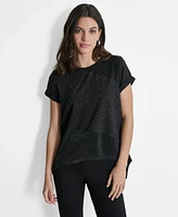 Dkny Women's Paneled Studded Handkerchief-Hem T-Shirt