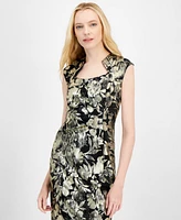 Connected Women's Metallic Foil-Print Sheath Dress