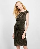 Connected Women's Metallic Knit Draped Dress