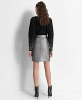 Dkny Women's Metallic Faux-Leather Pencil Skirt