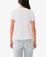 True Religion Women's Crystal Retro Horseshoe Crew Tee