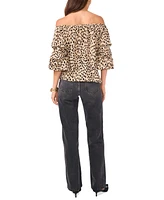 Vince Camuto Women's Printed Off-The-Shoulder Bubble-Sleeve Top