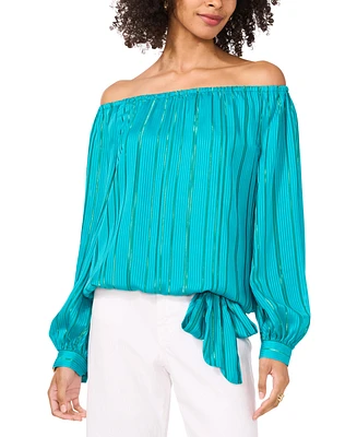 Vince Camuto Women's Metallic-Stripe Off-The-Shoulder Top