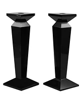 Lainy Home Pair of 1" Sleek Solid Crystal Candlesticks