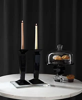 Lainy Home Pair of 1" Sleek Solid Crystal Candlesticks