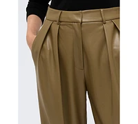 Kenneth Cole Women's High-Rise Wide-Leg Double-Pleated Pants