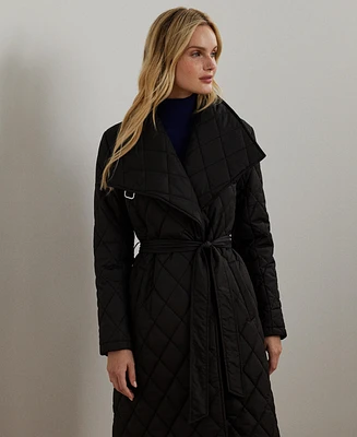 Lauren Ralph Women's Asymmetric Belted Quilted Coat