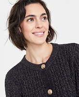 On 34th Women's Metallic Cable-Knit Sweater Jacket, Created for Macy's