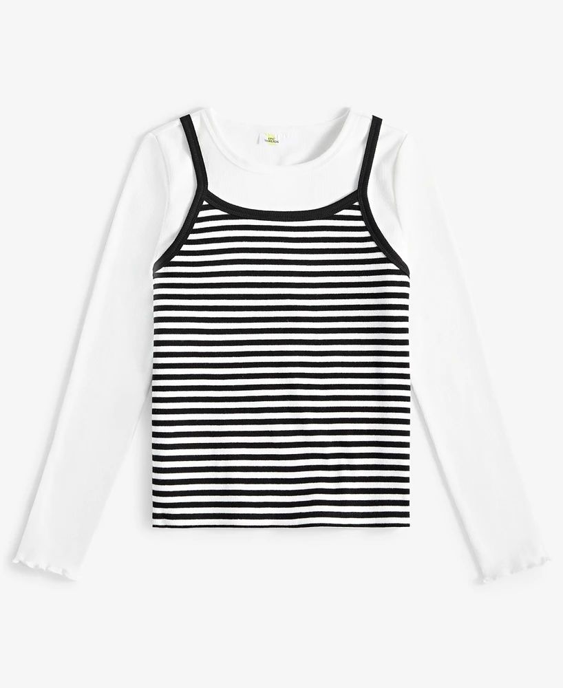 Epic Threads Little & Big Girls Stripe Layered-Look Long-Sleeve Top, Exclusively at Macy's