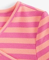 Epic Threads Little & Big Girls Kelsey Short-Sleeve Striped Faux-Wrap Top, Created for Macy's