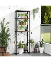Sugift 4-Tier Freestanding Over the Toilet Storage Rack-Rustic Brown