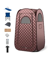 Sugift Full-Body Personal Sauna Tent with 1000W 3L Steam Generator-Coffee