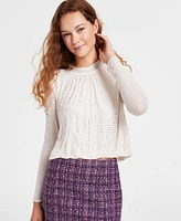 Astr the Label Women's Balsa Mock-Neck Embellished Top