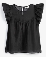 On 34th Women's Illusion-Yoke Ruffled Cap-Sleeve Top, Created for Macy's