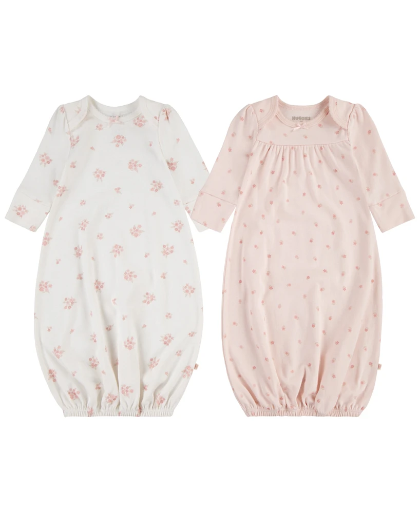 Huggies Baby Girls Sleeper Gowns 2-Pack