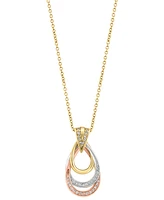 Effy Diamond Interlocking Open Drop Pendant Necklace (1/6 ct. t.w.) in 14k Tricolor Gold
