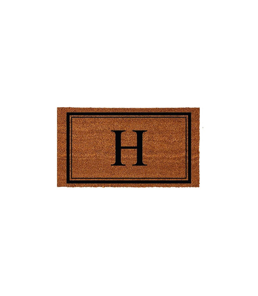 Evergreen Monogram Indoor Outdoor 100% Natural Coir Doormat 28" x 16" | Letter "H"