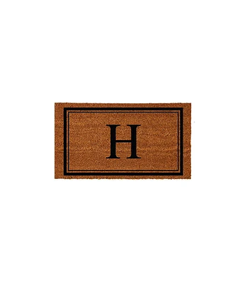 Evergreen Monogram Indoor Outdoor 100% Natural Coir Doormat 28" x 16" | Letter "H"