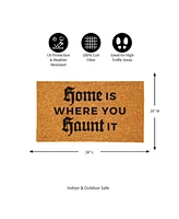 Evergreen 16 x 28 Inches Home is Where You Haunt It Door Mat | Non-Slip Rubber Backing | Dirt catching Natural Coir | Indoor and Outdoor Home Decor