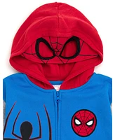 Marvel Toddler Boys Spider-Man Avengers Fleece Zip Up Cosplay Hoodie to (2T