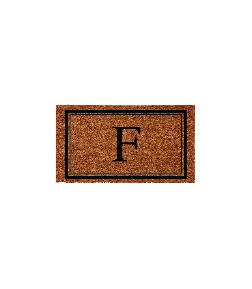 Evergreen Monogram Indoor Outdoor 100% Natural Coir Doormat 28" x 16" | Letter "F"