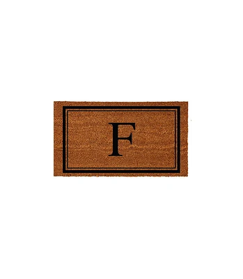 Evergreen Monogram Indoor Outdoor 100% Natural Coir Doormat 28" x 16" | Letter "F"