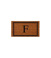 Evergreen Monogram Indoor Outdoor 100% Natural Coir Doormat 28" x 16" | Letter "F"