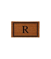 Evergreen Monogram Indoor Outdoor 100% Natural Coir Doormat 28" x 16" | Letter "R"