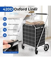 Inolait Folding Shopping Cart with Waterproof Liner Wheels and Basket